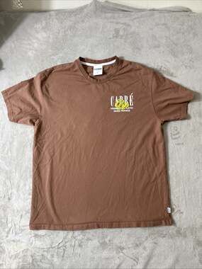 Carré Men’s Large Brown Graphic T-Shirt Paris France Streetwear